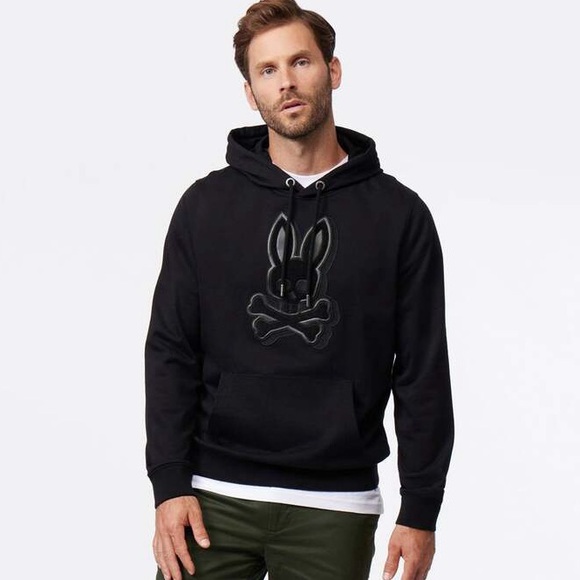 Psycho Bunny Wayne Chenille Patch Hoodie Black Size S Men’s Pullover